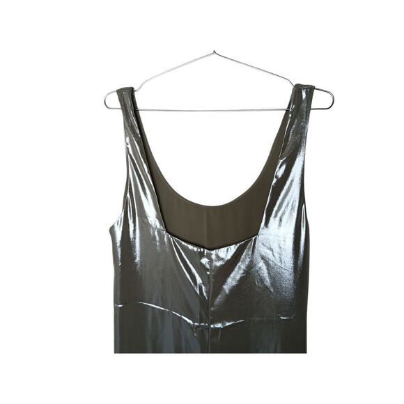 New Banana Republic Metallic Silver Maxi Slip Dress M | Scoop Neck Sleeveless - Picture 10 of 15